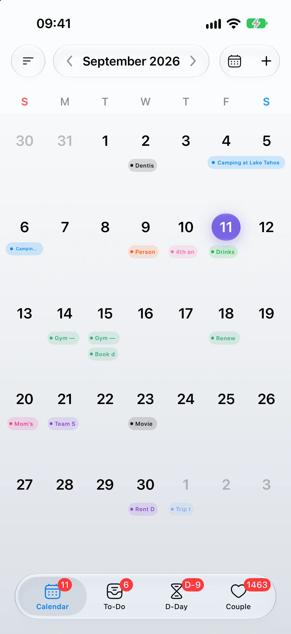 SayDay 캘린더 iPhone 화면 미리보기